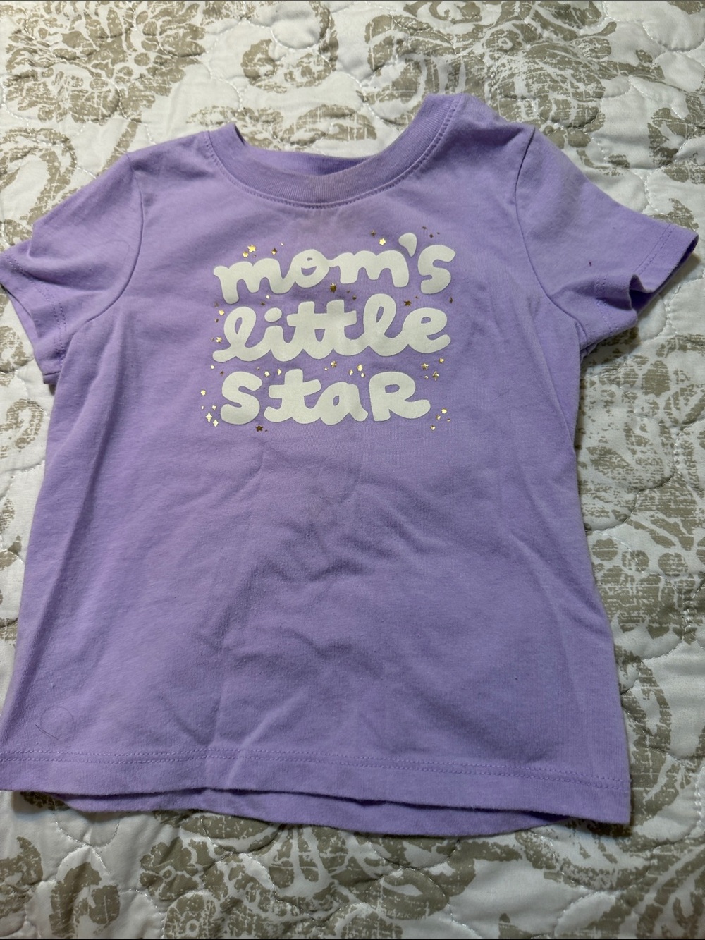 Cat & Jack Lavender Short Sleeve Tee with White Glitter Text